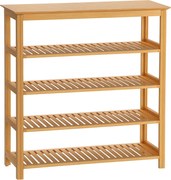 HOMCOM Cipőtartó, Cipőállvány 5 Szinten, Cipő Szervező max. 20 Pár Cipőhöz, Cipőshelf Bejárathoz, Előszobába, Bambusz, 80 x 29 x 82 cm, Természetes |