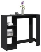 fekete szerelt fa bárasztal polccal 124 x 46 x 103,5 cm