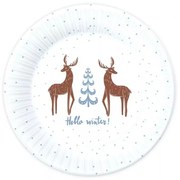 Karácsonyi Hello Winter White papírtányér 6 db-os 18 cm