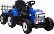 HOMCOM Elektromos Traktor Trailerrel, Gyerekeknek Szánt Ride-On Traktor Távvezérlővel, Gyerek Elektromos Autó MP3 Funkcióval, Gyerek Jármű Fényszórókk