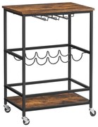 MARGE palack- és pohárszervírozó asztal, barna/fekete