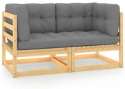 kétszemélyes tömör fenyőfa kerti kanapé párnákkal