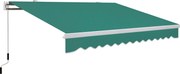 Outsunny Kézi Retró Awning 395x245 cm Erkély Napernyő Vízálló és UV-ellenálló Fém Kériozással Kültéri Összecsukható Napernyő Kert, Terasz és Ablakok S