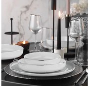 18 részes porcelán étkészlet, fehér/ezüstszínű
