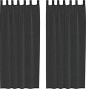 vidaXL 2 db fekete fátyolfüggönyök fülecske tetejével 140x260 cm