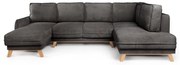 Szürke kordbársony kinyitható sarokkanapé (jobb oldali-U alakú) Tori – Bonami Selection