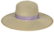 Színes szalagos szalmakalap, lila, 39 cm átmérőjű