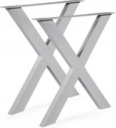 2 x X fém láb íróasztalhoz porszórt acél 83x72 cm Szürke