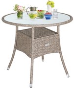 Deuba Rattan asztal Ø80 cm - krém