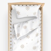 Goldea karácsonyi gyermek pamut ágyneműhuzat kiságyba - hópelyhek fehéren 90 x 120 és 40 x 60 cm