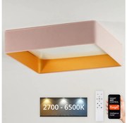 Brilagi-LED Dimmelhető VELVET SQUARE lámpatest LED/36W/230V Wi-Fi Tuya+távirányító rózsaszín