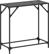 vidaXL acél tálalóasztal fekete üveglappal 80 x 35 x 81 cm