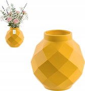Kerámia váza 3D geometrikus Sárga Mat Ø11 H 22 cm intenzív szín