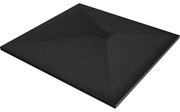 Mexen Stone+ kompozit négyzetes zuhanytálca 100 x 100 cm, fekete, fekete takaró - 44701010-B
