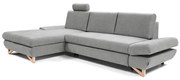 AVESTA, balos, L-alakú, ággyá nyitható kárpitozott sarokgarnitúra tárolóhellyel, szürke