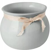 Virágcserép szalaggal szürke dekoratív 16 cm