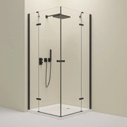 Erga Bern Dupla, zuhanykabin 2 szárnyas ajtókkal 90 (ajtó) x 100 (ajtó) x 195 cm, 6mm átlátszó üveg, fekete profil, ERG-V02-BERN-D090D100-CL-BK