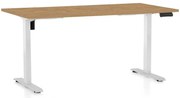 OfficeTech B állítható magasságú asztal, 160 x 80 cm, fehér alap, köves tölgy