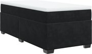 vidaXL fekete bársony rugós ágy matraccal 90 x 200 cm
