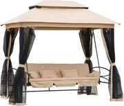 Outsunny Hollywood Hinta Kerti Hinta Oldalfalakkal 3 Személyes Beige 256 x 172 x 248 cm | Aosom