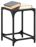 2 db acél dohányzóasztal fekete üveglappal 30 x 30 x 40 cm