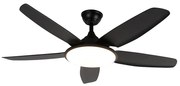 Mennyezeti ventilátor fekete 130 cm LED-del, fényerőszabályzóval és távirányítóval - Vifte