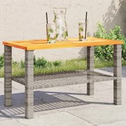 vidaXL szürke polyrattan és akácfa kerti asztal 70 x 38 x 42 cm