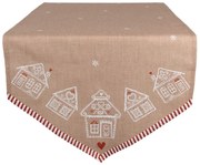 Karácsonyi pamut asztali futó mézeskalács házakkal
