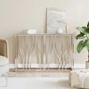 ezüstszínű üveg és rozsdamentes acél tálalóasztal 110x30x70 cm