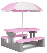 Spielwerk JASMIN gyerek ülőgarnitúra napernyővel, 67x78,5x42,5cm, rózsaszín/szürke