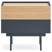 Antracitszürke-natúr színű éjjeliszekrény tölgyfa dekorral Otto – Teulat