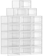 Cipőtároló doboz, egymásra rakható műanyag tároló 18db, átlátszó 33 x 23 x 14cm