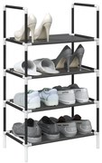 fekete nem szőtt szövetből cipőállvány 4 szintes 44x28x77 cm