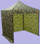 Gyorsan összecsukható sátor 2x2m – acél, 3 oldalfal, Terepszínű