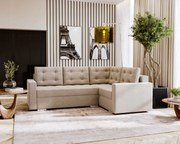 Bézs Összecsukható Sarokülőgarnitúra Alvás Funkcióval Cube L Bonell 2x Tároló