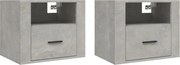 vidaXL 2 db betonszürke falra szerelhető éjjeliszekrény 50x36x40 cm