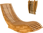 Outsunny összecsukható akácfa napozóágy – ergonomikus S-alakú lécezett kialakítás, hintázó napozóágy kertbe, erkélyre és teraszra, teherbírás: 120 kg