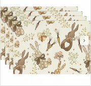 4 db-os mosható alátét szett nyuszi és sárgarépa motívummal, 30 x 45 cm