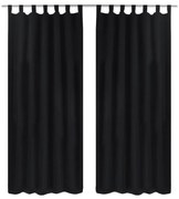 2 db fekete mikroszatén függöny karikákkal 140 x 225 cm