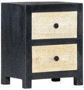 szürke kézzel faragott tömör mangófa éjjeliszekrény 40x30x50 cm