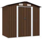 barna acél kerti fészer 204 x 132 x 186 cm