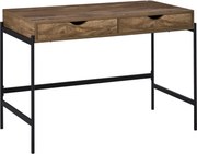 HOMCOM Ipari Stílusú Íróasztal 110L x 55W x 75H cm, 2 Fiókkal, Fém Lábakkal, Fekete Fa Hatású MDF Felülettel | Aosom