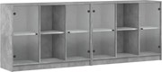 vidaXL betonszürke szerelt fa könyvespolc ajtókkal 204x37x75 cm