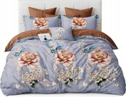 Flanel ágynemű szett, meleg, 200x220 2 párnahuzat, virágok, levelek