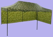 Gyorsan összecsukható sátor 3x6m - acél, 2 oldalfal, Terepszínű