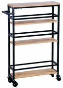 Kesper 27842 Szögletes polc kerekeken,bambusz/fém, 81 x 15 x 50 cm