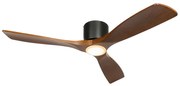 Fekete mennyezeti ventilátor fával 131,5 cm LED-del, fényerőszabályzóval és távirányítóval - Jerri