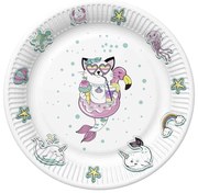 Állatos Cat Vibes papírtányér 8 db-os 18 cm