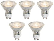 5 darabos GU10 50 mm-es dimmelhető LED izzókészlet, átlátszó, 4,5 W, 365 lm, 2700 K