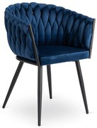 Glamour étkezőszék ELENA sötétkék bársony/fekete lábak